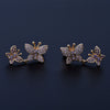 Women's Copper Double Bow Earrings With Zircon Inlay And Electroplated Finish Fashion Jewelry Wholesale