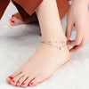 Women's Copper Double Layer Heart Anklet With Rice Beads And Heart Shaped Zircon Charm