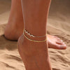 Women's Copper Double Layer Heart Shaped Anklet Casual Fashion Beach Foot Jewelry