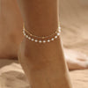 Women's Copper Double Layer Heart Shaped Anklet Casual Fashion Beach Foot Jewelry