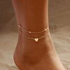 Women's Copper Double Layer Heart Shaped Anklet Casual Fashion Beach Foot Jewelry