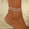 Women's Copper Double Layer Heart Shaped Anklet Casual Fashion Beach Foot Jewelry
