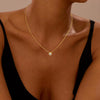 Women's Copper Double Oval Layered Pendant Choker Necklace With Geometric Design And Electroplated Finish Versatile Fashion Jewelry
