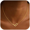 Women's Copper Double Oval Layered Pendant Choker Necklace With Geometric Design And Electroplated Finish Versatile Fashion Jewelry