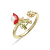 Women's Copper Dripping Oil Christmas Ring With Santa Claus Snowflake And Elk Motifs Geometric Festival Jewelry