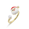 Women's Copper Dripping Oil Christmas Ring With Santa Claus Snowflake And Elk Motifs Geometric Festival Jewelry