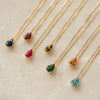 Women's Copper Drop Shape Birthstone Necklace With Electroplated Diamond Set Pendant And Regular Chain