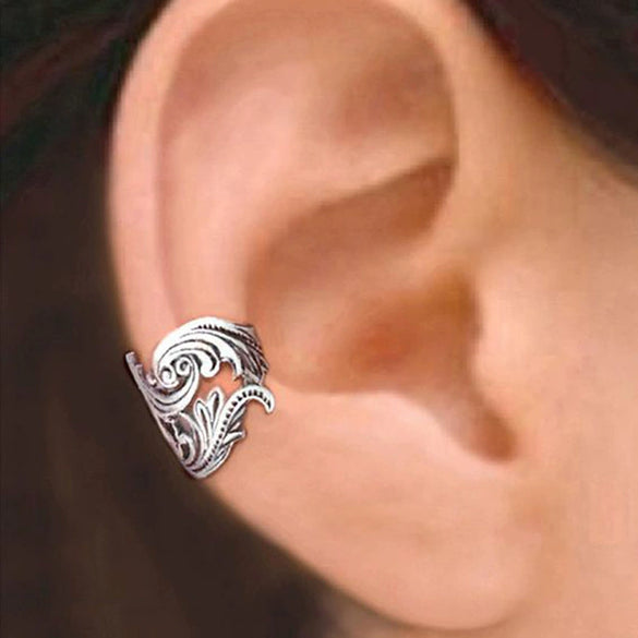 Women's Copper Ear Bone Clip Earrings With Flower Pattern And Electroplating Treatment Cold Simple Retro Style