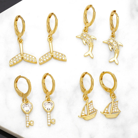 Women's Copper Earrings With Animal Cartoon Character Electroplated