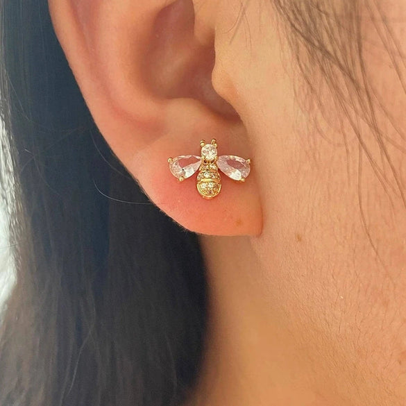 Women's Copper Earrings With Animal Zodiac And Drop Shape Design And Zirconia