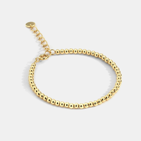 Women's Copper Electroplated Bead Bracelet With Real Gold Plating And Geometric Style