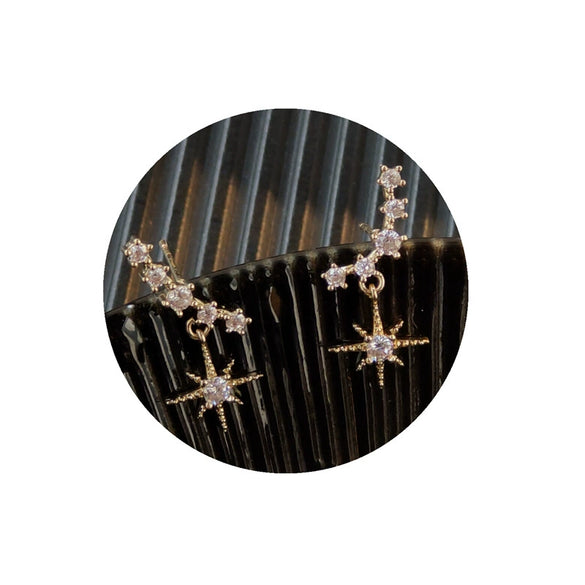 Women's Copper Electroplated Eight Pointed Star Micro Set Earrings High End Trendy Fashion Earrings