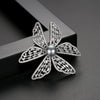 Women's Copper Electroplated Flower Brooch With Zircon And Pearl Details Simple Fashion Clothing Pin Accessory