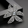 Women's Copper Electroplated Flower Brooch With Zircon And Pearl Details Simple Fashion Clothing Pin Accessory