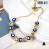 Women's Copper Electroplated Geometric Eye Bracelet With Micro Inlaid Zircon And Enamel Round Charm Adjustable Style