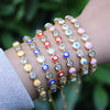 Women's Copper Electroplated Geometric Eye Bracelet With Micro Inlaid Zircon And Enamel Round Charm Adjustable Style