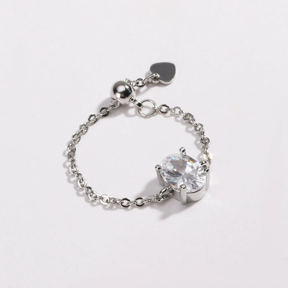 Women's Copper Electroplated Geometric Oval Zircon Inlay Ring