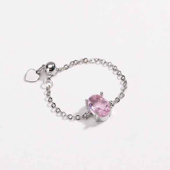 Women's Copper Electroplated Geometric Oval Zircon Inlay Ring