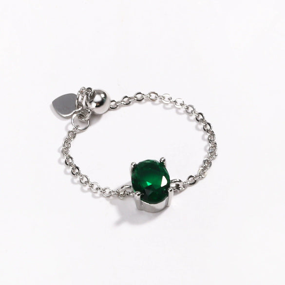 Women's Copper Electroplated Geometric Oval Zircon Inlay Ring