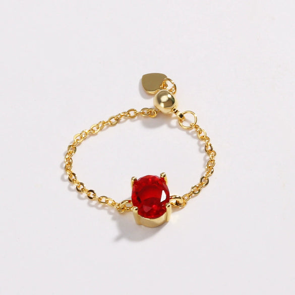 Women's Copper Electroplated Geometric Oval Zircon Inlay Ring