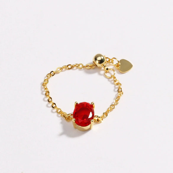 Women's Copper Electroplated Geometric Oval Zircon Inlay Ring