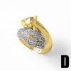 Women's Copper Electroplated Leopard Head Double Color Cross Opening Ring
