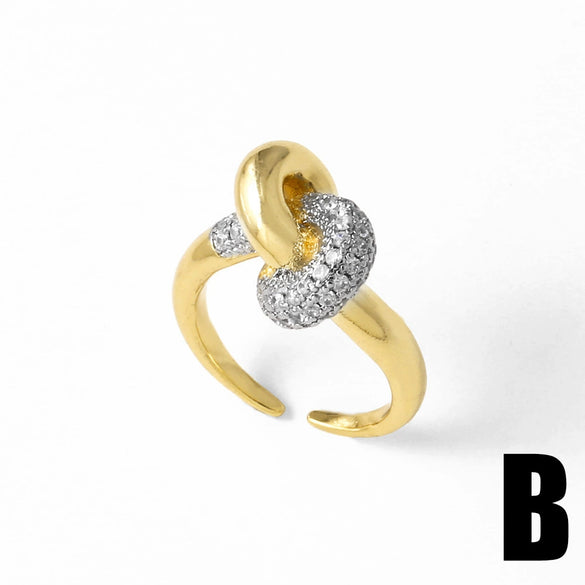 Women's Copper Electroplated Leopard Head Double Color Cross Opening Ring