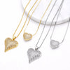 Women's Copper Electroplated Love Heart And Geometric Pendant Necklace With Full Zircon And Regular Chain