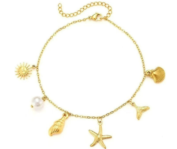 Women's Copper Electroplated Starfish And Pearl Dangle Earrings Sweet And Cool Style Fashion Jewelry
