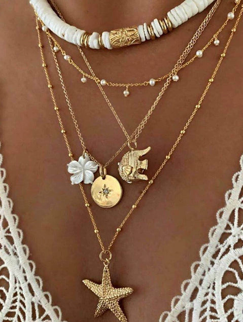 Women's Copper Electroplated Starfish And Pearl Dangle Earrings Sweet And Cool Style Fashion Jewelry
