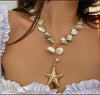 Women's Copper Electroplated Starfish And Pearl Dangle Earrings Sweet And Cool Style Fashion Jewelry