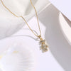 Women's Copper Electroplated Teddy Bear Animal Zodiac Necklace With Diamond Embedded