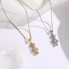 Women's Copper Electroplated Teddy Bear Animal Zodiac Necklace With Diamond Embedded