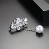 Women's Copper Electroplated Zircon And Pearl Bow Brooch Minimalist Fashion Suit Accessory Pin