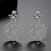 Women's Copper Electroplated Zircon Stud Earrings With Creative Star And Moon Design Fashion Minimalist Jewelry