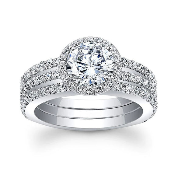Women's Copper Engagement Ring With Inlaid Zircon And Geometric Pattern