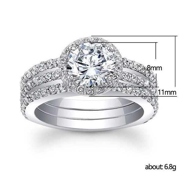 Women's Copper Engagement Ring With Inlaid Zircon And Geometric Pattern