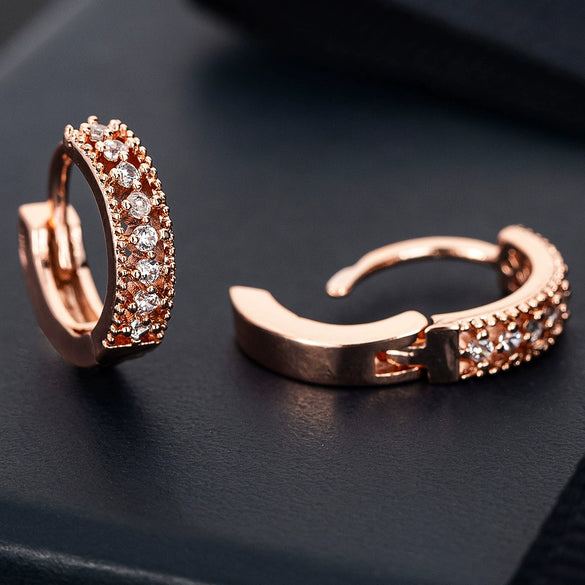 Women's Copper Fivepointed Star And Peach Heart Earrings With Electroplated Treatment