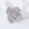 Women's Copper Flower Brooch Pin With Micro Inlaid Zircon Geometric Design Electroplated Simple Clothing Accessory