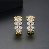 Women's Copper Flower Cshaped Earrings With Zircon Inlay And Electroplated Finish Fashion Jewelry