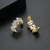 Women's Copper Flower Cshaped Earrings With Zircon Inlay And Electroplated Finish Fashion Jewelry