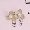 Women's Copper Flower Earrings With Electroplating And Inlaid Zircon Pearl And Diamond Decoration Ins Style