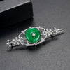 Women's Copper Flower Hairpin Side Clip With Geometric Design Retro Green Electroplated Hair Accessory