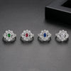 Women's Copper Flower Ring With Microinlaid Zircon Electroplated Finish Adjustable Open Band Geometric Fashion Jewelry