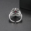 Women's Copper Flower Ring With Microinlaid Zircon Electroplated Finish Adjustable Open Band Geometric Fashion Jewelry