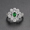 Women's Copper Flower Ring With Microinlaid Zircon Electroplated Finish Adjustable Open Band Geometric Fashion Jewelry