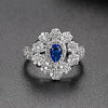 Women's Copper Flower Ring With Microinlaid Zircon Electroplated Finish Adjustable Open Band Geometric Fashion Jewelry