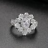 Women's Copper Flower Ring With Microinlaid Zircon Electroplated Finish Adjustable Open Band Geometric Fashion Jewelry