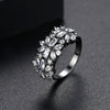 Women's Copper Flower Ring With Zircon Accents Electroplated Finish Adjustable Open Design Fashion Jewelry Gift