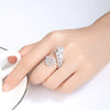 Women's Copper Flower Ring With Zircon Accents Geometric Design Electroplated Finish And Adjustable Open Band